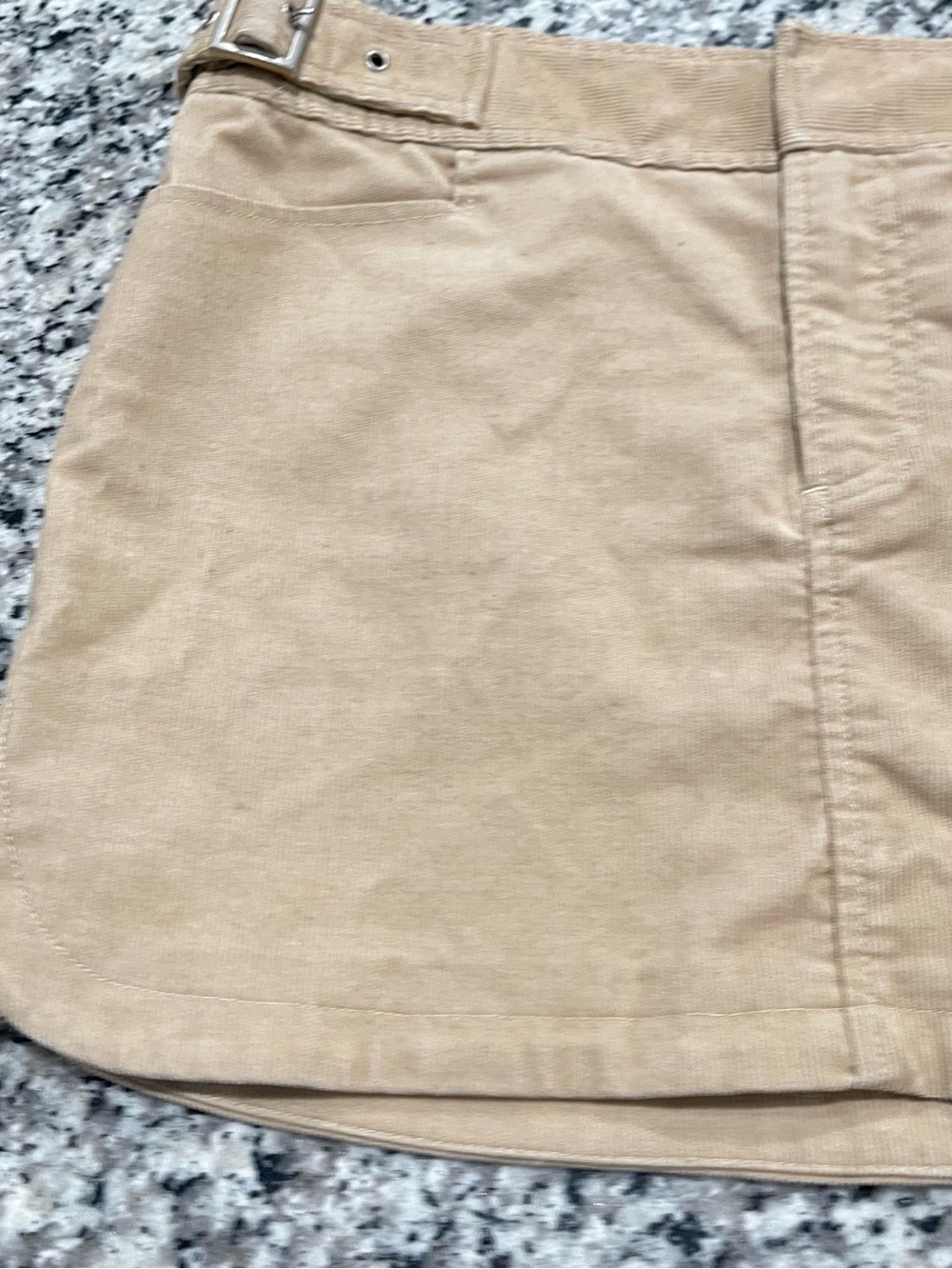 Armani Exchange Beige Corduroy Mini Skirt with Belt Detail | Size 10 - Picture 6 of 16